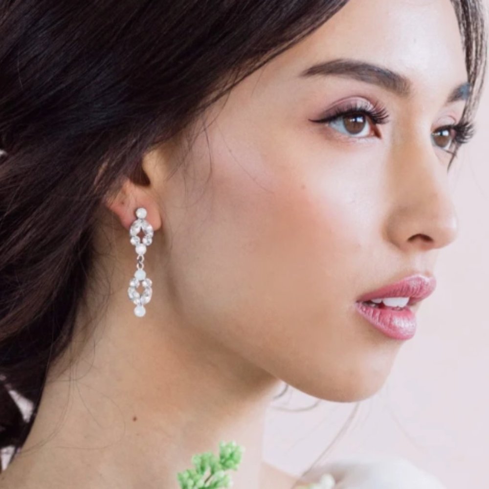 Crystal & White Opal Drop Earrings